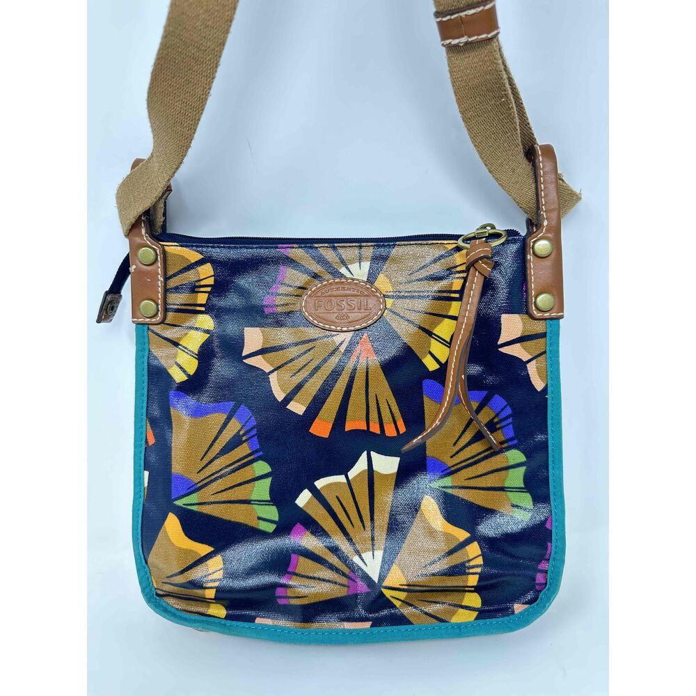Fossil Purse Crossbody Canvas Bag Coated Key Per School Pencil Teacher Abstract